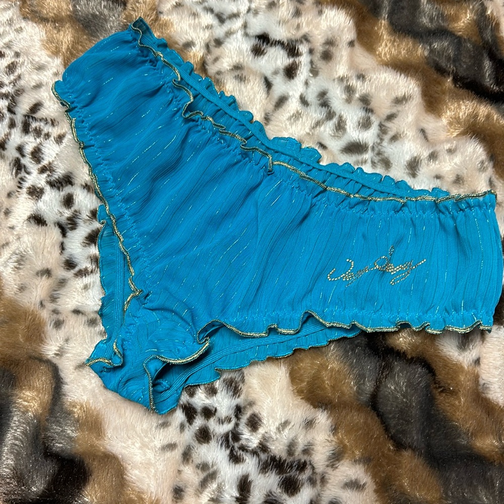 Vintage Victoria Secret Panties “Very Sexy” Turquoise & Gold